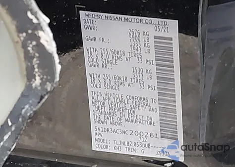 2022 Nissan Pathfinder S 4Wd z USA, uszkodzony, nr VIN 5N1DR3AC3NC200261